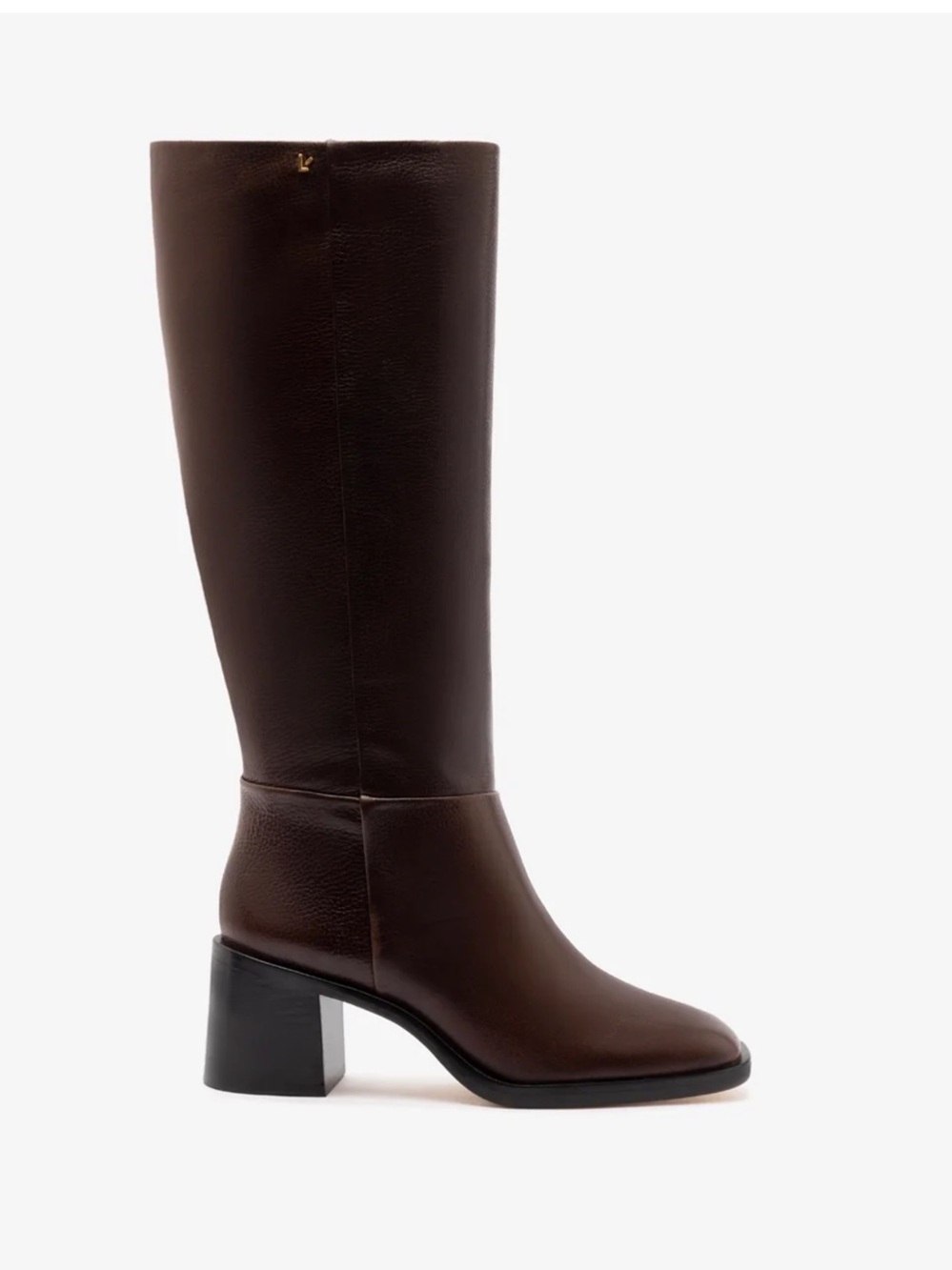 Larroude Ricky Boot Tall Brown Leather Heel Boots